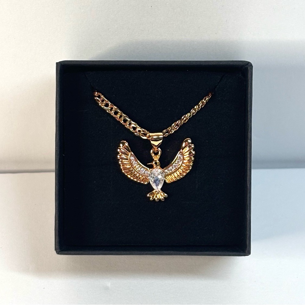 18k rose gold-plated eagle pendant necklace